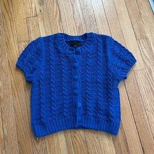 Zara royal Blue thick Cable-Knit Short Sleeve Cardigan